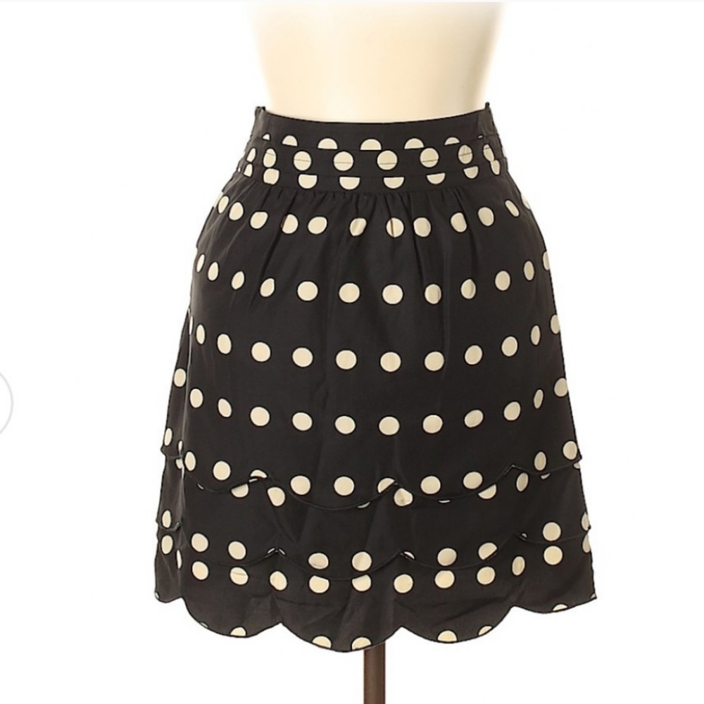 Anthropologie scalloped polka dot skirt